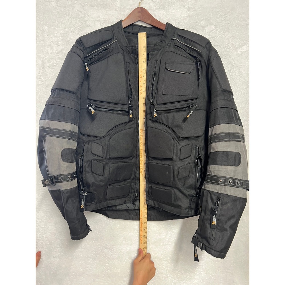 Xelement Armored Motorcycle Racing Jacket Black Grey Padded Riding Gear Mens - Picture 13 of 15